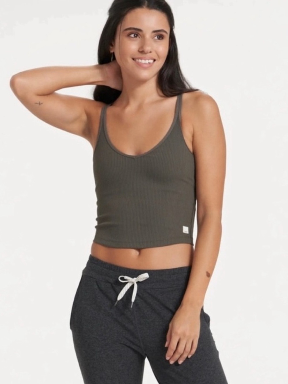 VUORI RIB CROP TANK TOP GREEN SIZE Small